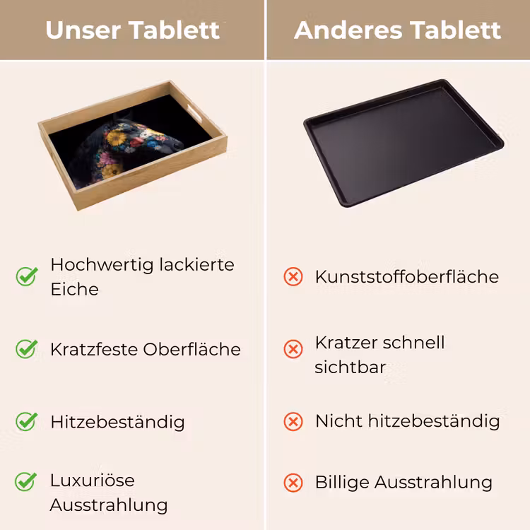 Tablett - Pferd - Blumen - Schwarz — 9
