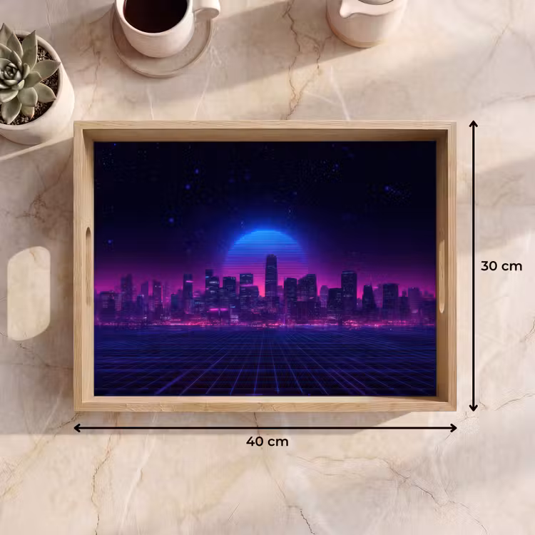 Tablett - Skyline - Sonne - Neon - Gittermuster — 7