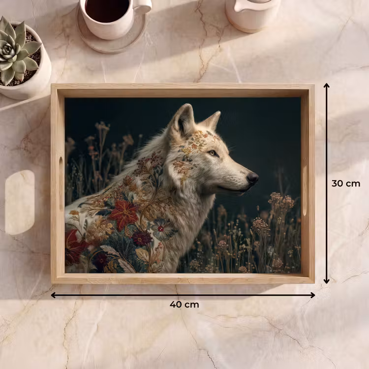 Tablett - Wolf - Blumen - Natur — 7