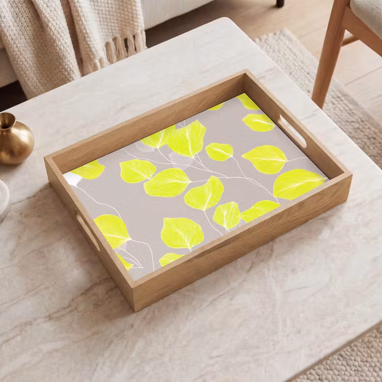 Tablett - Blätter - Neon - Gelb - Linien — 2