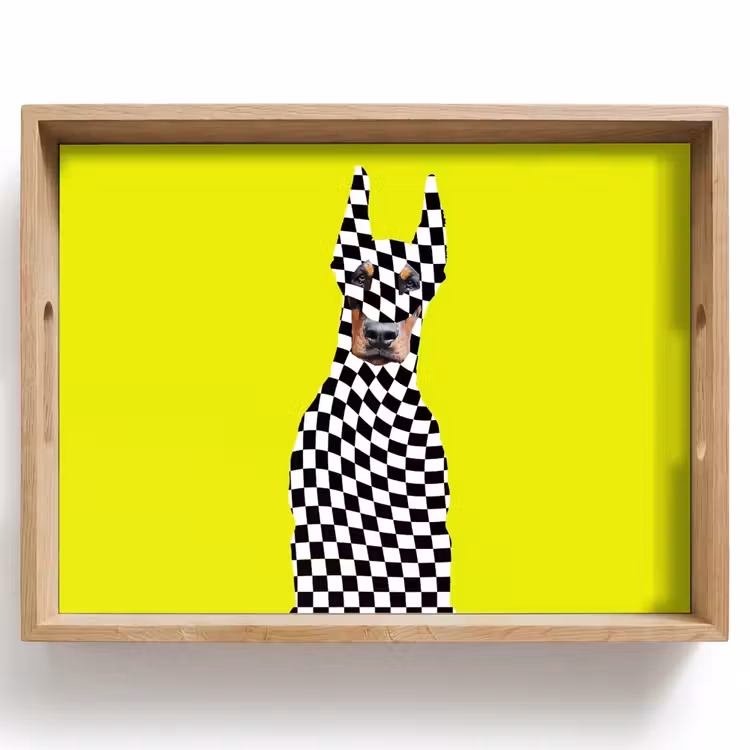 Tablett - Dobermann - Blockiert - Gelb — 1