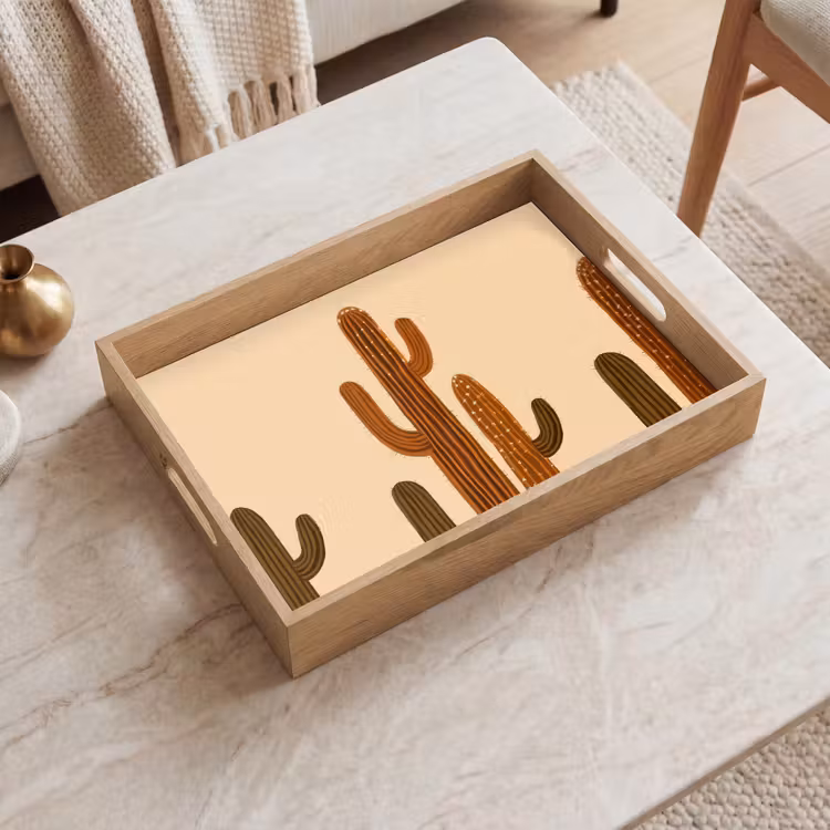 Tablett - Kaktus - Wüste - Sand - Braun — 2