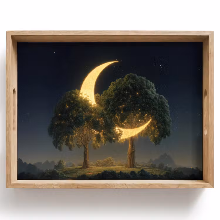 Tablett - Mond - Bäume - Ruhe — 1