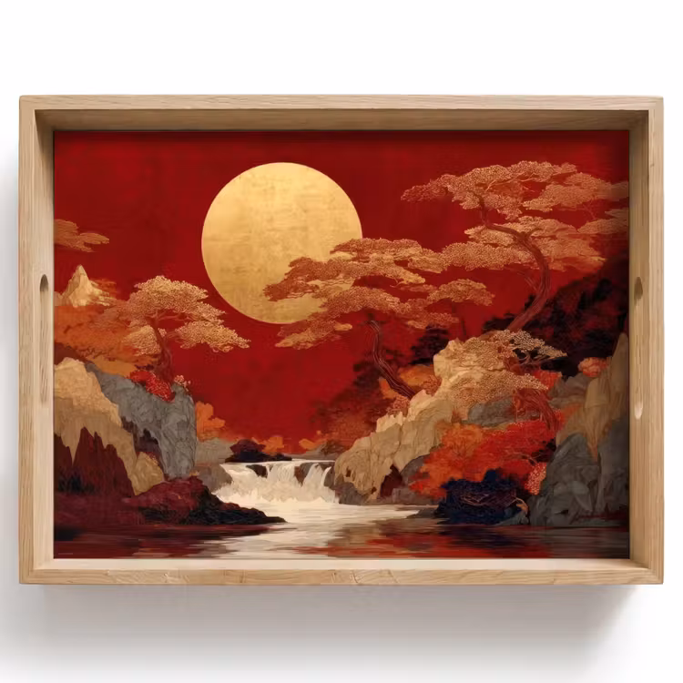Tablett - Vollmond - Landschaft - Wasserfall — 1