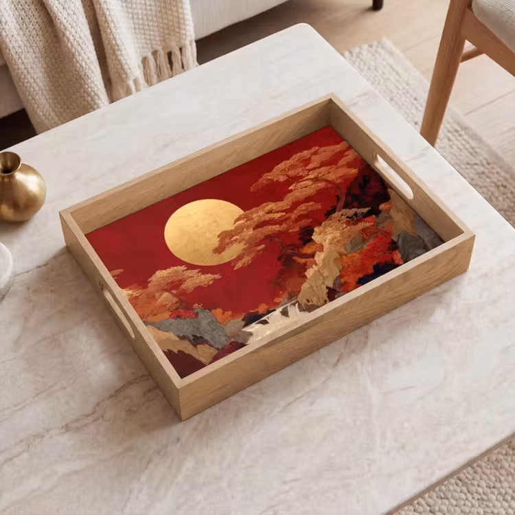 Tablett - Vollmond - Landschaft - Wasserfall — 2