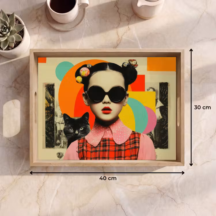 Tablett - Mädchen - Sonnenbrille - Katze - Retro — 7