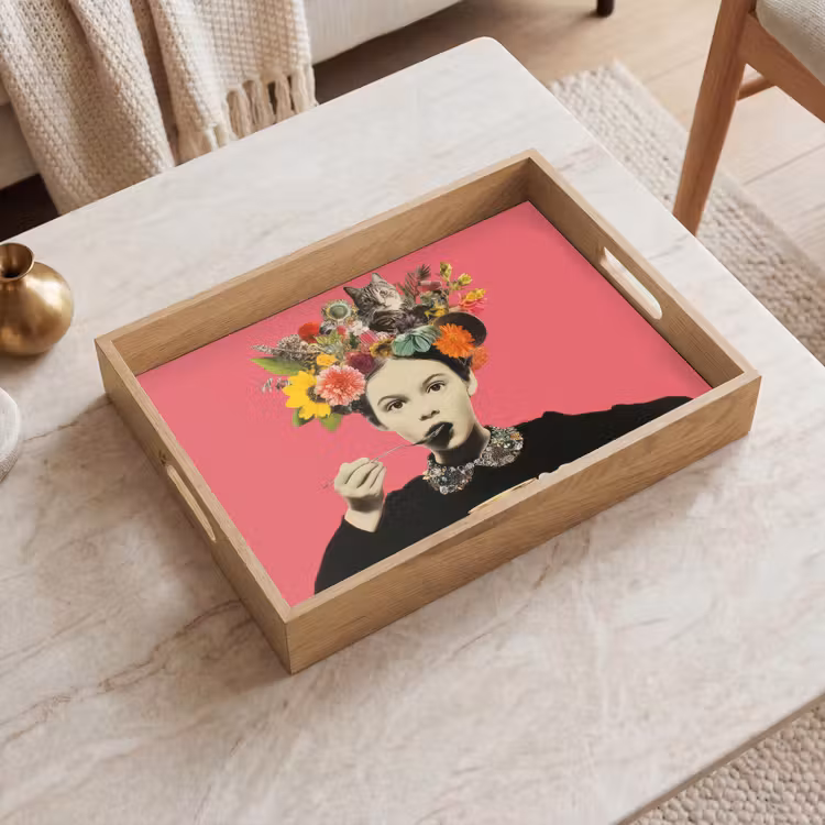 Tablett - Mädchen - Tasse - Blumen - Rosa — 2