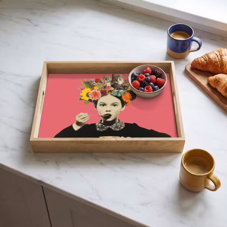 Tablett - Mädchen - Tasse - Blumen - Rosa — 3