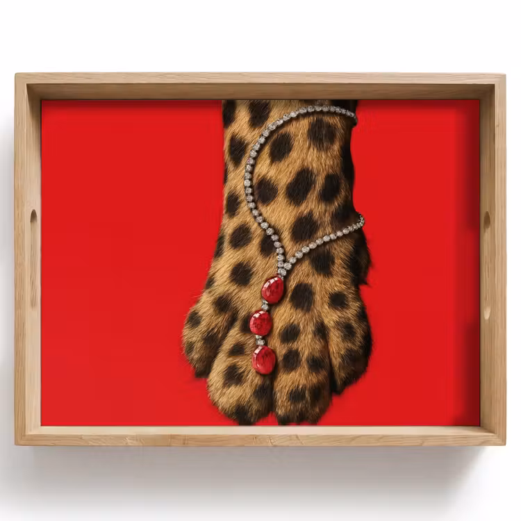 Tablett - Pfote - Leopard - Kette - Edelsteine — 1