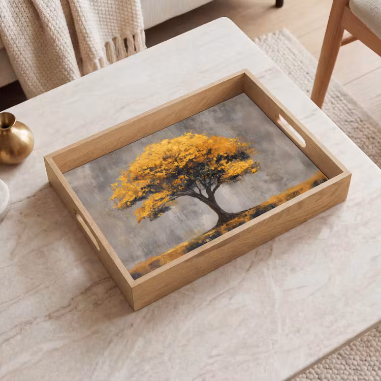 Tablett - Baum - Blätter - Gold - Abstrakt — 2
