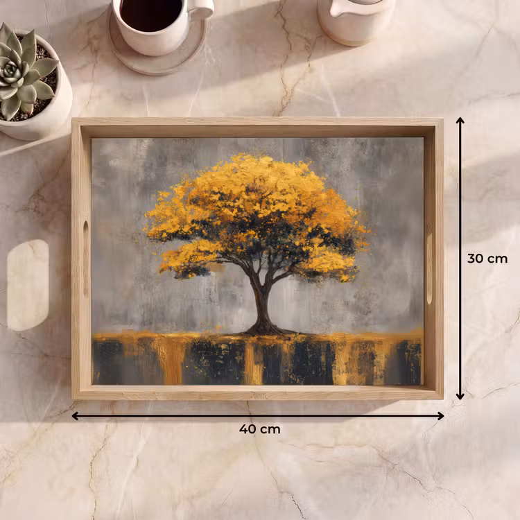 Tablett - Baum - Blätter - Gold - Abstrakt — 7