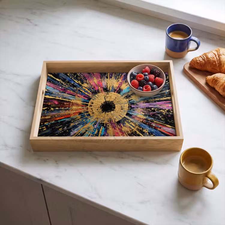 Tablett - Explosion - Gold - Bunt - Abstrakt — 3