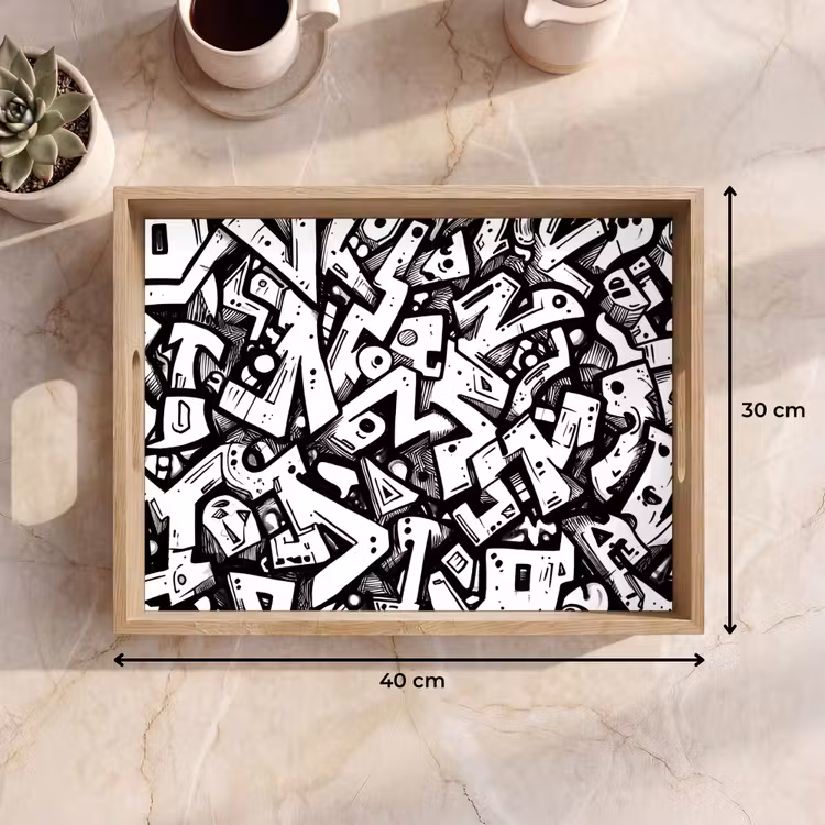 Tablett - Formen - Buchstaben - Graffiti - Schwarz — 7