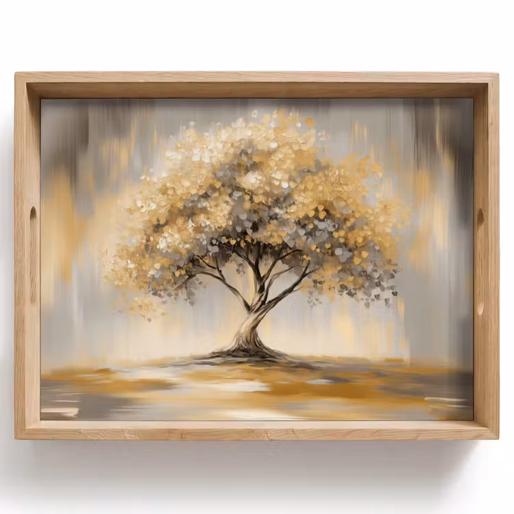 Tablett - Gemälde - Baum - Abstrakt - Blätter — 1