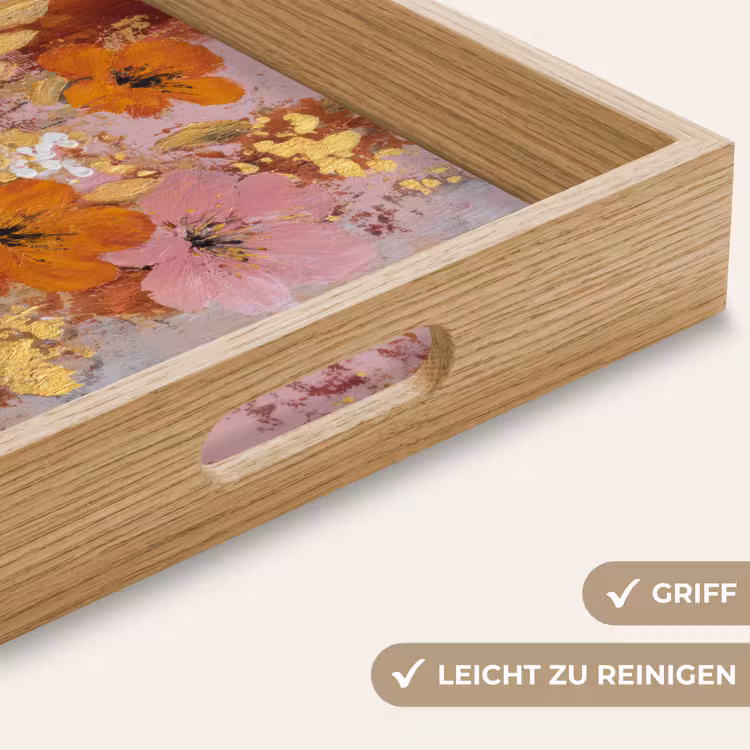 Tablett - Malerei - Blumen - Rustikal - Rosa — 8