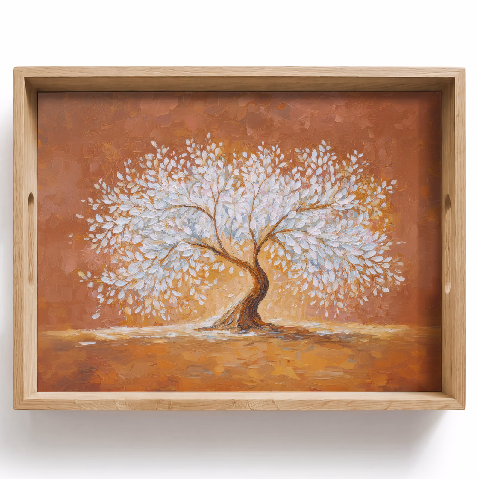 Tablett - Abstrakt - Baum - Weiß - Blätter — 1