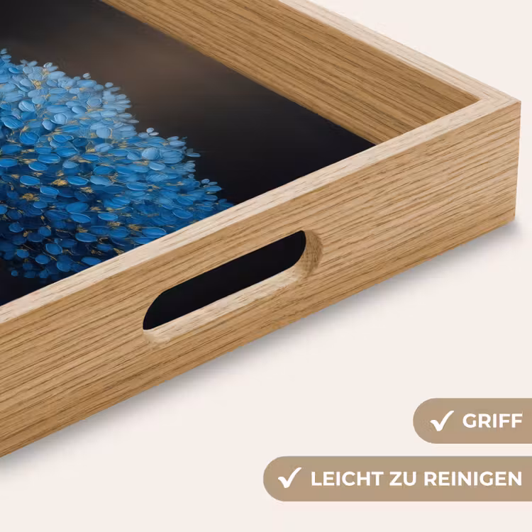 Tablett - Baum - Blau - Blätter - Pinselstriche — 8