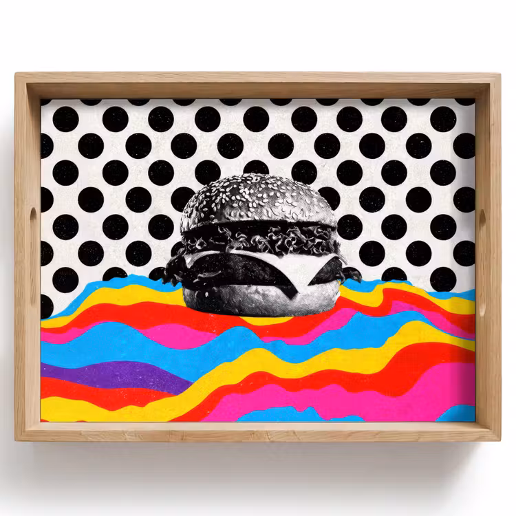 Tablett - Hamburger - Punkte - Wellen - Farben — 1