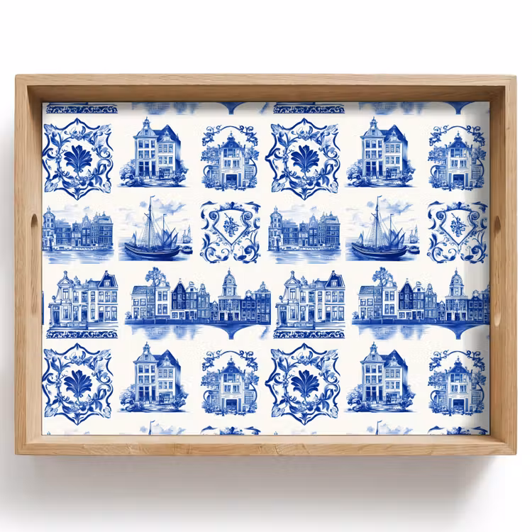 Tablett - Häuser - Schiffe - Blau — 1
