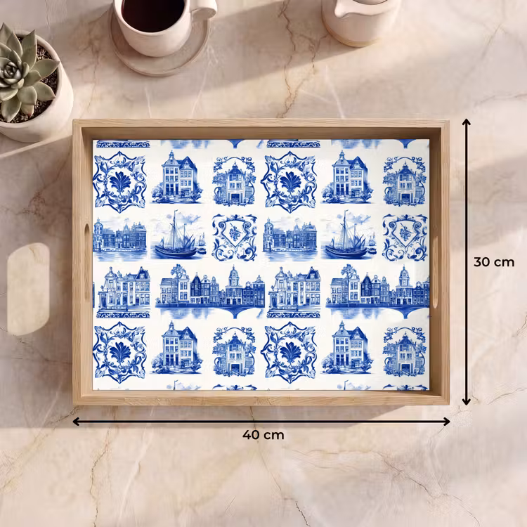 Tablett - Häuser - Schiffe - Blau — 7
