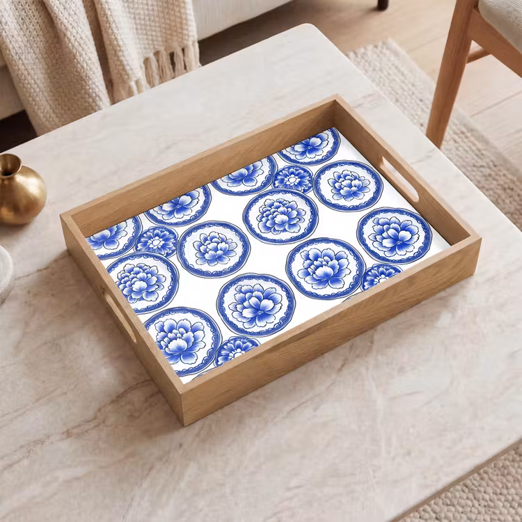 Tablett - Kreise - Blumen - Blau — 2