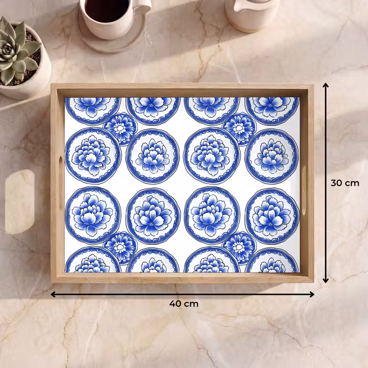 Tablett - Kreise - Blumen - Blau — 7