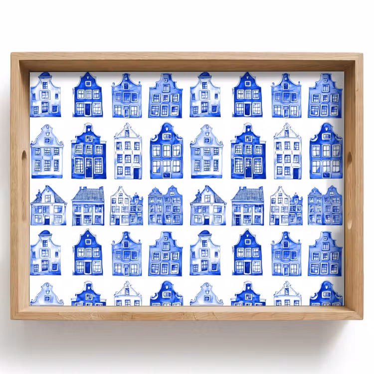 Tablett - Muster - Häuser - Blau — 1