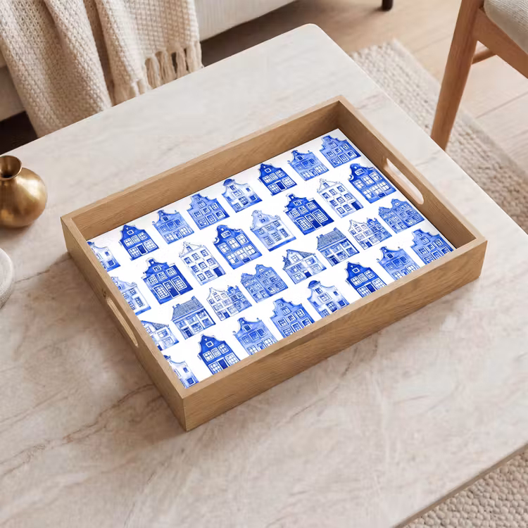 Tablett - Muster - Häuser - Blau — 2