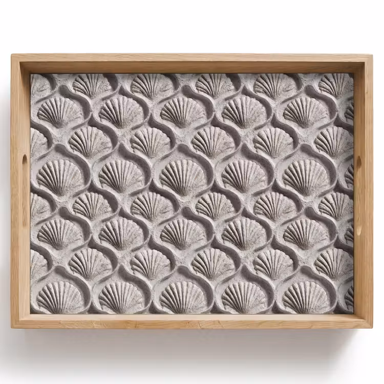 Tablett - Sand - Muschelform - Grau — 1