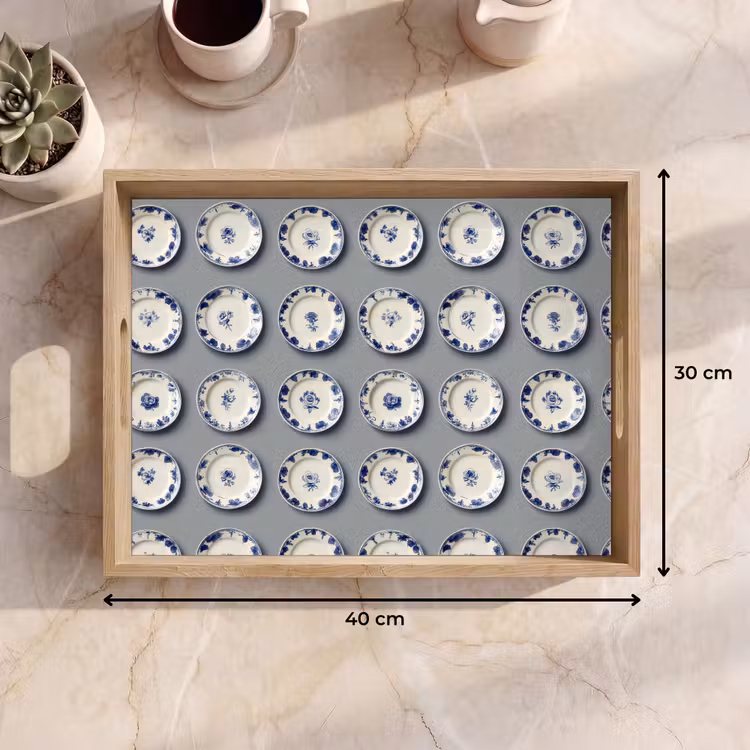 Tablett - Schilder - Blumen - Blau - Weiß — 7