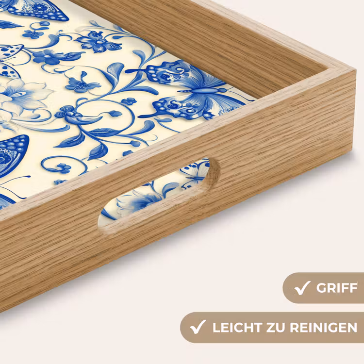 Tablett - Schmetterlinge - Blumen - Blau - Botanisch — 8