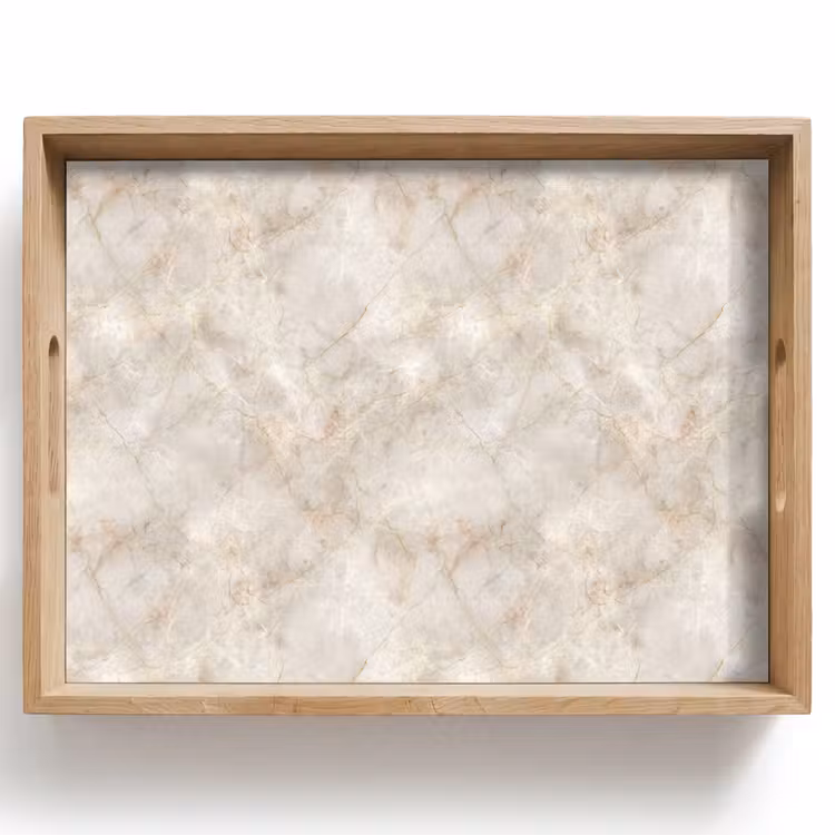Tablett - Hellbeige - goldbraune Adern - Marmor — 1