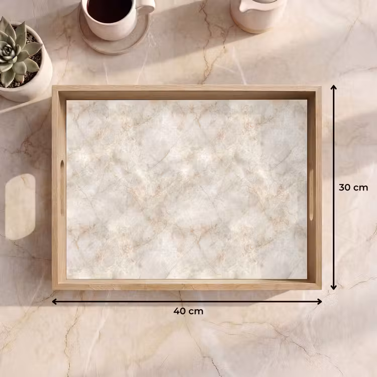 Tablett - Hellbeige - goldbraune Adern - Marmor — 7