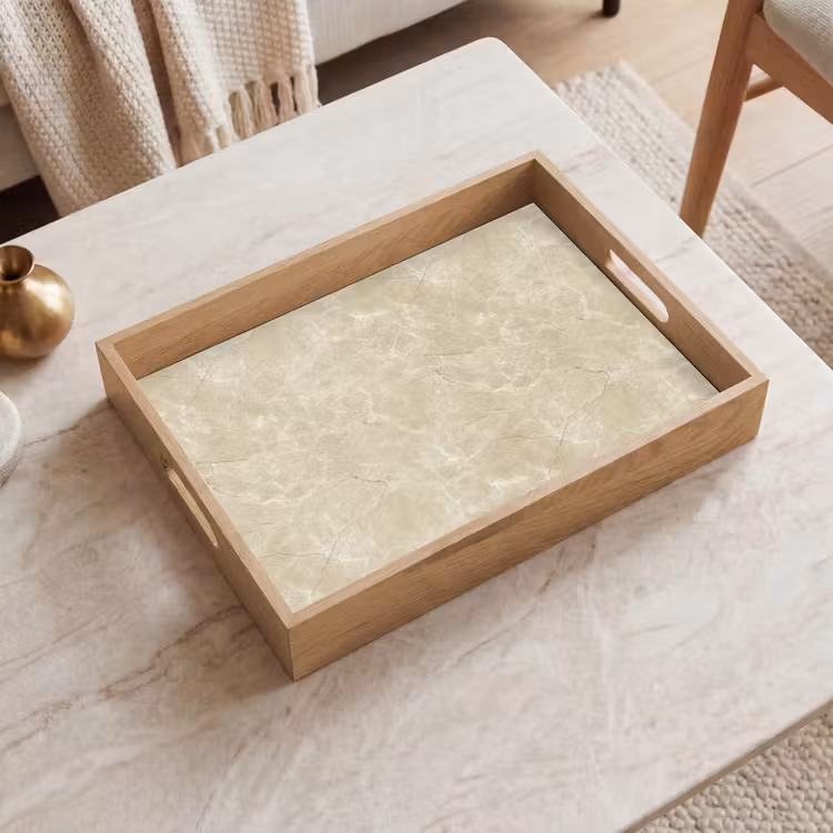 Tablett - Hellbeige - Marmor - Diffusionsäderung — 2