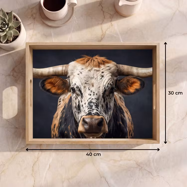 Tablett - Taurus - Farbenfroh - Hörner — 7