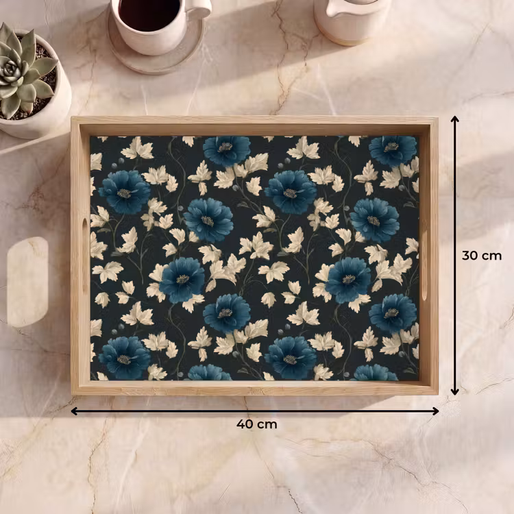 Tablett - Botanisch - Blumen - Blau — 7
