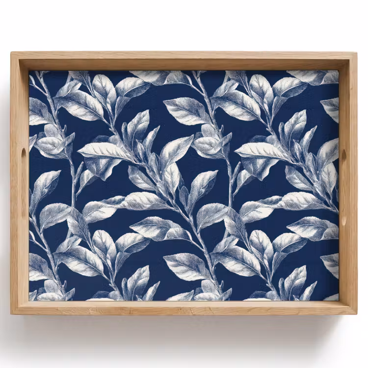 Tablett - Botanisch - Muster - Blau — 1