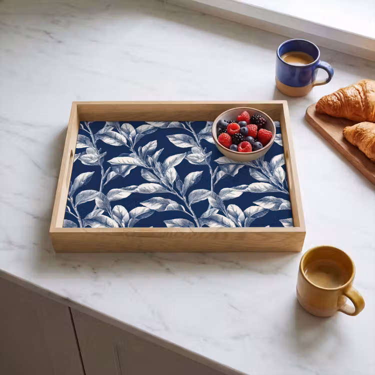 Tablett - Botanisch - Muster - Blau — 3