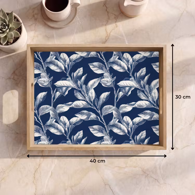 Tablett - Botanisch - Muster - Blau — 7