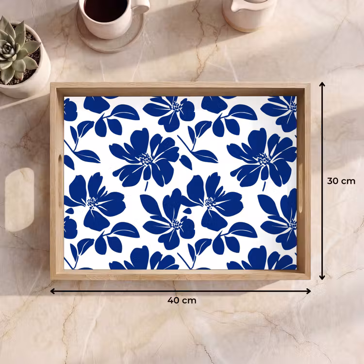 Tablett - Floral - Modern - Blau — 7