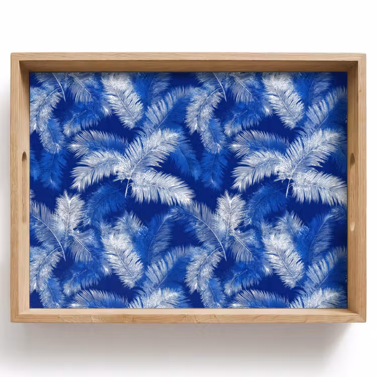 Tablett - Palmenblatt - Muster - Blau — 1
