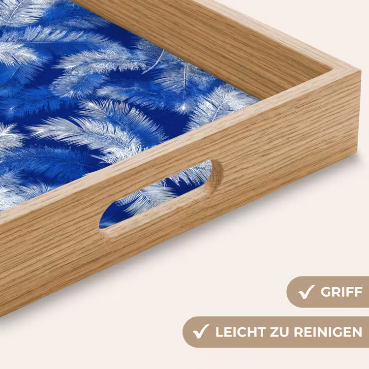 Tablett - Palmenblatt - Muster - Blau — 8