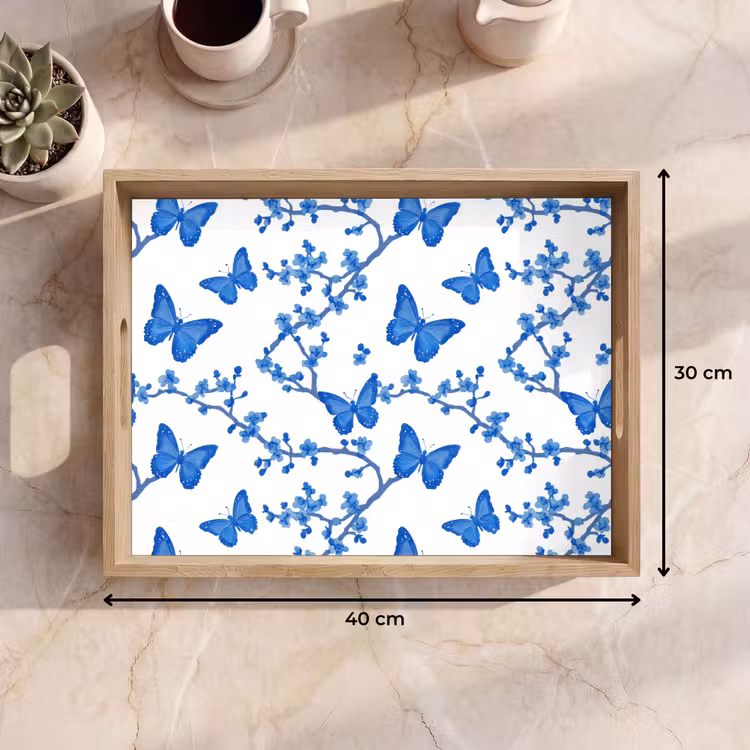Tablett - Schmetterling - Blumen - Blau — 7