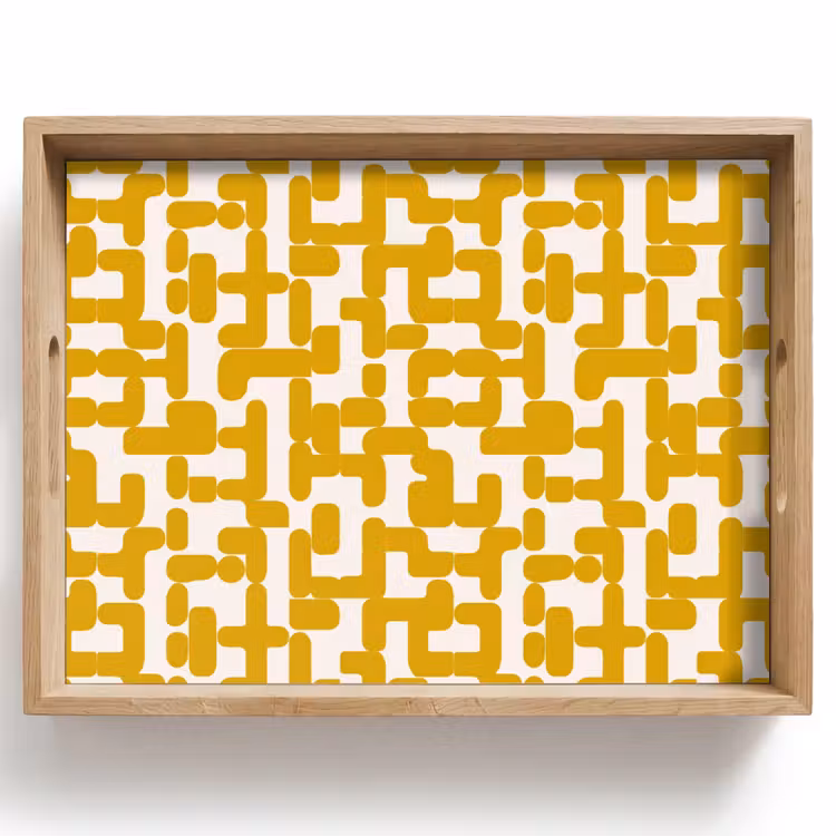 Tablett - Gelb - Beige - Muster — 1