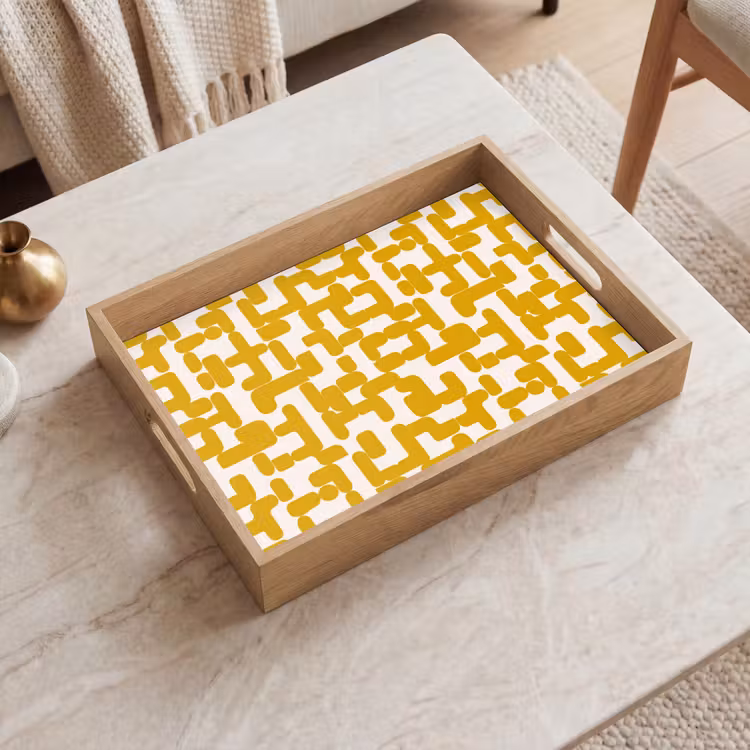Tablett - Gelb - Beige - Muster — 2