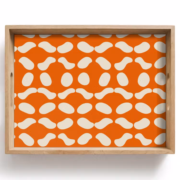 Tablett - Orange - Bio-Formen - Weiß — 1