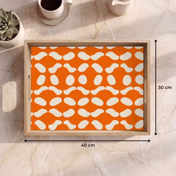 Tablett - Orange - Bio-Formen - Weiß — 7