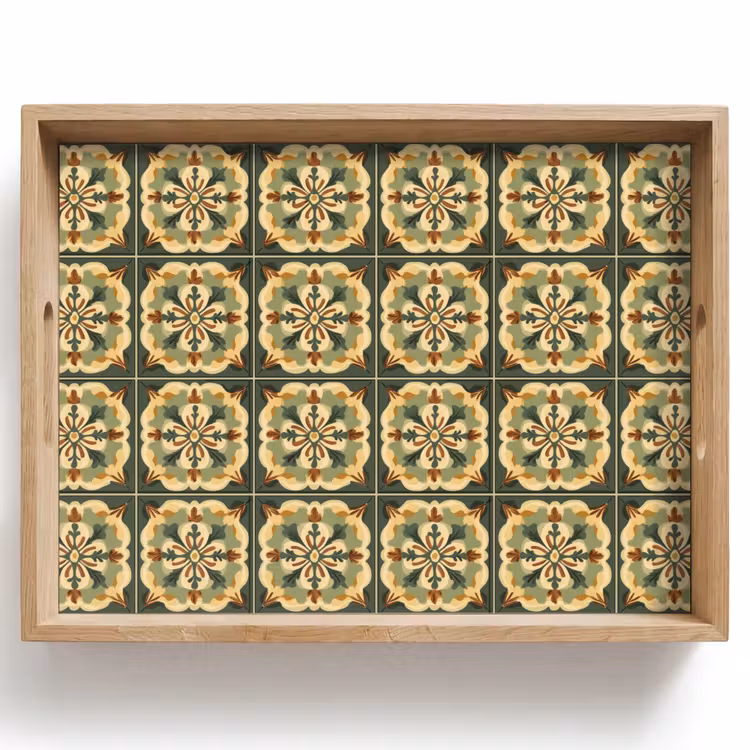 Tablett - Ornament - Muster - Grün — 1