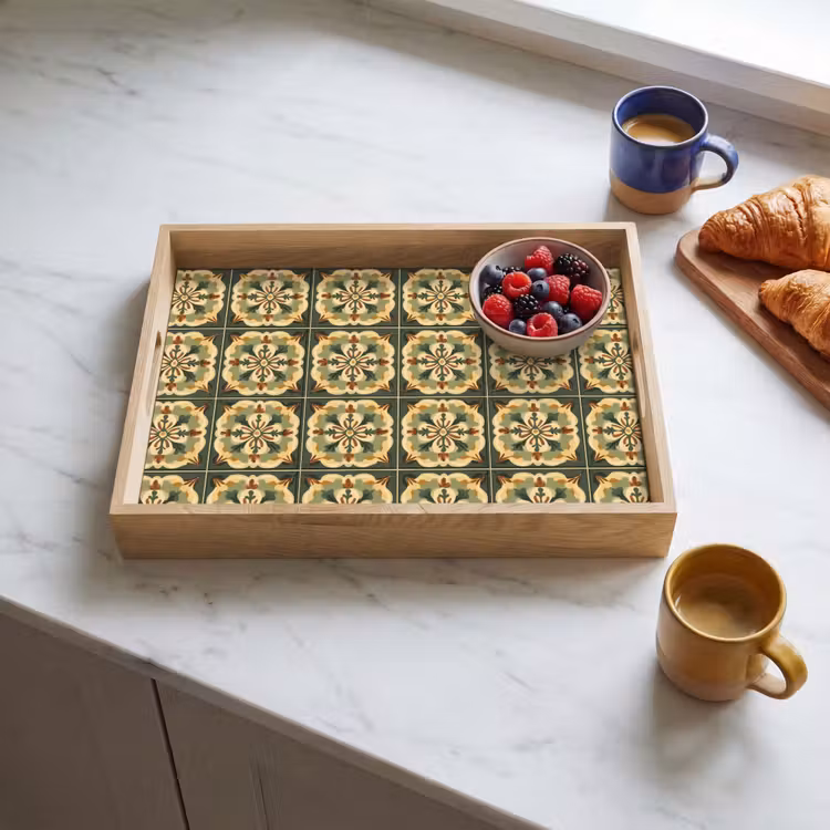 Tablett - Ornament - Muster - Grün — 3