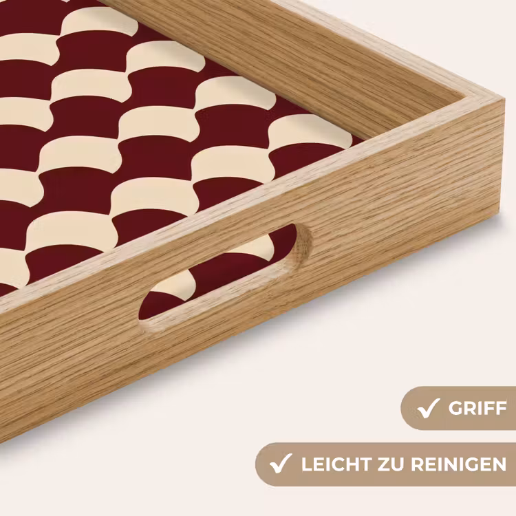 Tablett - Rot - Kachelmuster - Creme — 8